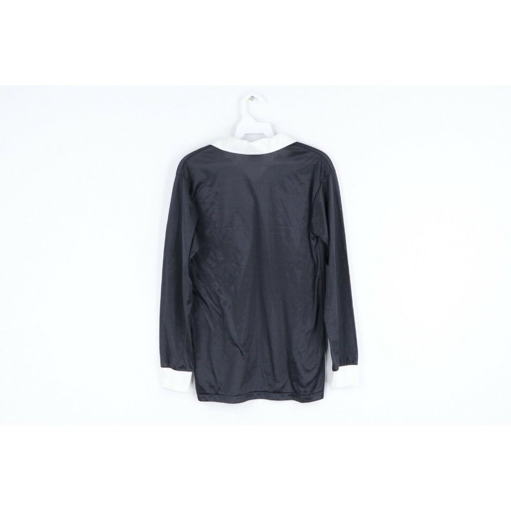 NOS Vintage 80s Umbro Collared Spell Out Long Sleeve Soccer Jersey Black Small - Picture 6 of 8